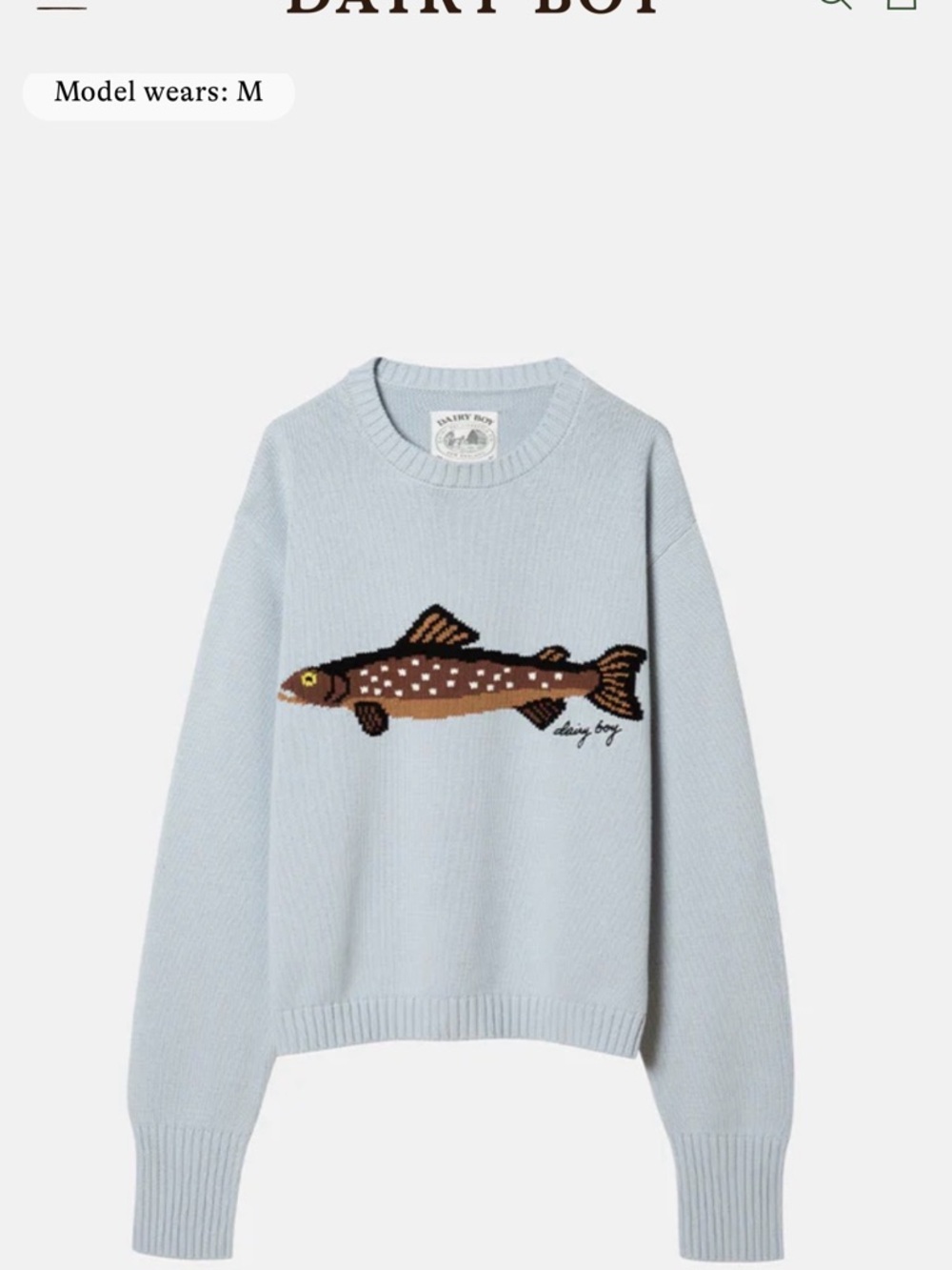 Dairy Boy Light Blue Fish Knit Sweater